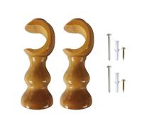 Soportes de cortina de madera con acabado natural, diseños de base redonda, soportes de barra de madera fuertes, accesorios de hardware para ventana para el hogar