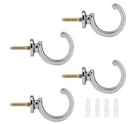 Soportes de cortina, ganchos de metal para alzapaños de cortina montados en la pared, ganchos de pared para cortinas, alzapaños de cortinas de ventana, ropa, abrigo, sombrero, toallero (juego de 4,