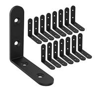 Soportes de esquina de acero negro en L para estantes, soportes decorativos de montaje en pared, soportes angulares para estante con tornillos (3 x 3 pulgadas, paquete de 16)