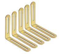 Soportes de esquina en forma de L ajustables, soporte de esquina en ángulo de 120 x 100 mm, soporte de estante de metal, junta de fijación de muebles (paquete de 5, dorado)