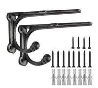 Soportes de estante con ganchos de 6 pulgadas, soporte flotante resistente, soportes de estantería de hierro fundido para estantes de pared de bricolaje, soportes de estante rústicos, paquete de 2