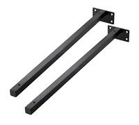 Soportes de Estante de Tubo Cuadrado Negro Soporte de Industrial de Acero Inoxidable Soporte de Metal Resistente, para Estantería Flotantes Montados en la Pared, 2 Piezas (500mm/19.7in)