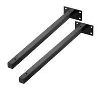 Soportes de Estante de Tubo Cuadrado Negro Soporte de Industrial de Acero Inoxidable Soporte de Metal Resistente, para Estantería Flotantes Montados en la Pared, 2 Piezas (400mm/15.7in)