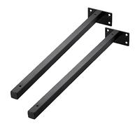 Soportes de Estante de Tubo Cuadrado Negro Soporte de Industrial de Acero Inoxidable Soporte de Metal Resistente, para Estantería Flotantes Montados en la Pared, 2 Piezas (450mm/17.7in)