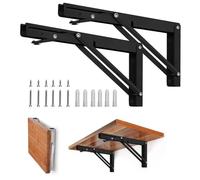Soportes de estante plegables: soporte de estante plegable de metal de alta resistencia para mesa de banco, bisagra de estante, soporte de bricolaje de ahorro de espacio montado en la pared, carga máxima: 68 kg.