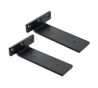 Soportes de Estante Resistentes de 6mm de Espesor Soporte para Baldas Industrial de Metal Negro Carga 200KG Soporte de Montados en Pared Invisibles de 2 Piezas, con Tornillo