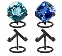 Soportes de exhibición de metal, paquete de 4 soportes para bolas de cristal para exhibir piedras preciosas, fósiles y otros coleccionables con base estable (amor - negro)