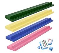 Soportes de Madera para Mahjong, Soportes de Juego de dominó de 4 Piezas, Soportes de Azulejos de Madera, para el hogar, Viajes, Club, Vacaciones, reuniones Familiares