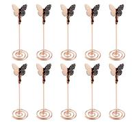 Soportes de número de mesa 10pcs 5 metal elegante decorativo Rose Gold Place Tarjeta con clips de memorando de mariposa para favores de fiesta de bodas Card