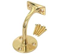 Soportes de pasamanos de latón pulido de 50 mm con tornillos, soporte de riel de escalera de pared resistente, soportes de riel para escaleras, soporte de pasamanos con tornillos a juego, paquete de 5