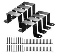 Soportes de poste negros resistentes de 4 x 4 para soporte de valla fuerte, conectores en forma de U de acero al carbono para postes de madera de 3.5 x 3.5 pulgadas (4 piezas)