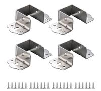 Soportes de riel de cama en forma de U, paquete de 4 bisagras de soporte de metal resistentes para marcos de cama de madera, compatibles con listones de 32/35/40 mm galvanizados (plateado de 40 mm)