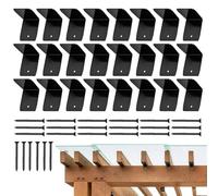 Soportes de viga negros - Juego de 12 clips de viga | Soportes de techo de acero galvanizado | Perchas de madera para techos negros para pérgola, cobertizo, cenador, barandilla de techo