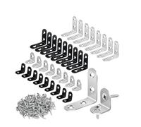 Soportes en L, Placa de soporte en ángulo recto 90° con tornillos acero inoxidable L(SBlack 20X20 30pcs)