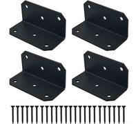 Soportes en L resistentes de 100 x 100 mm, conector en ángulo de acero para estantes de muebles, montaje en pared, refuerzo de esquina, negro (4 juegos)