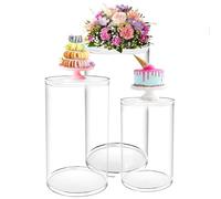 Soportes Expositivos Cilindro 3/5 Piezas, Mesas Pedestal para Pasteles para Bodas Cumpleaños Fiestas Decoración Artística, Base Soporte Cilíndrica, 35,4'' (L), 29,5'' (M), 23,6(Size:Clare,Color:3PCS)