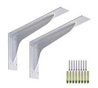 Soportes Flotantes para Estantería de Resistente Soporte de Estantes de Acero Inoxidable Blanco Carga 300KG Soportes Industriales para Montaje en Pared 2 Piezas, con Tornillo (390mm/15.3in)