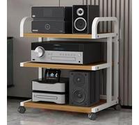 Soportes For Medios De Audio Y Vídeo, Racks De Audio Con Ruedas Y Pasamanos Curvos En La Parte Superior, Adecuados For Salas De Estar,Teatros(White)