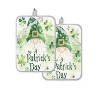 Soportes grandes para ollas, resistentes al calor, día de San Patricio, acuarela, gnomo My Day, almohadilla caliente con bolsillo, manoplas de horno, paquete de 2