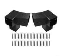 Soportes inclinados para pérgola de techo para montaje en pared para postes de madera de 4 x 4, kit de soporte de pérgola de acero de 3 vías para exteriores, resistente a la intemperie (izquierda 15°