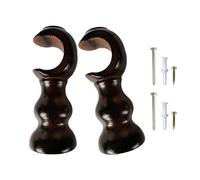 Soportes para barra de cortina de madera, base redonda, soporte de herrajes de tono natural, fácil de usar para barra de pared del hogar