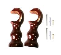 Soportes para barra de cortina de madera, base redonda, soporte de herrajes de tono natural, fácil de usar para barra de pared del hogar