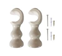 Soportes para barra de cortina de madera maciza, base redonda, soporte de hardware de tono natural, fácil de usar para barra de madera del hogar