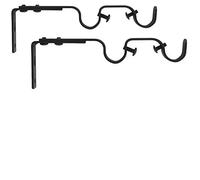 Soportes para barras de cortina de doble canal ø 20 mm, distancia central ajustable extensible de 165-190 mm, color negro mate, (1 juego de 2 soportes para barra)