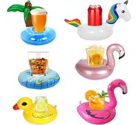 Soportes para Bebidas Hinchables - Transparentes con Purpurina, Porta Vasos Flotantes para Piscina, Playa, Bañera, Fiesta de Verano