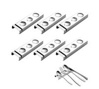 Soportes para cubiertos para palillos, cuchara, cuchillo, cucharitas, tenedor de ensalada, cubiertos de acero inoxidable, vajilla, soporte 6 piezas para mantel de cena (plata, 14.5X4.5X1.5CM)