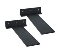 Soportes para Estantes Invisibles de Resistente Soportes para Baldas de Hierro Industrial de 5 mm de Espesor Carga 100KG Soporte para Ocultos Montado en Pared, Negro, 2 Piezas