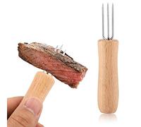 Soportes para Maíz, 4 Uds., de Madera, Acero Inoxidable, para Barbacoa, Carne, Fruta, Tenedores, Soporte para Maíz para Barbacoa