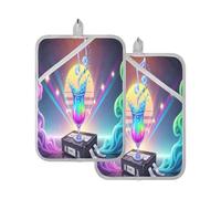 Soportes para ollas de cocina, resistentes al calor, con notas musicales, 1 soporte para ollas calientes para cocina con bolsillos, almohadillas para horno, paquete de 2