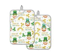 Soportes para ollas para cocina, resistentes al calor, Luck of The Irish Clover, Rainbow Hot Pot Holders para cocina con bolsillo para horno, paquete de 2