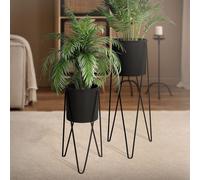 Soportes para plantas 48,5 y 75cm de metal negro pedestal para flores de eventos