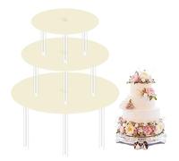 Soportes para Tartas, 3 Pcs Tableros de Pastel con 9 Varillas de Soporte para Tartas, Soporte Bandeja para Tartas Reutilizables, para Tartas Fiestas Cumpleaños Bodas