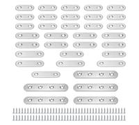Soportes Placa Plana, 0XBIT 35 Piezas Angulos para Estanterias Metal Acero Lnoxidable, Conector Ángulo Placa Esquina Plana Plata con Tornillos, para Fijar Mesas, Sillas, Camas