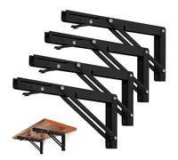 Soportes plegables para estantes, soporte de estante plegable de metal resistente para mesa de banco, bisagra de estante montado en la pared, soporte de bricolaje para ahorrar espacio, carga máxima: