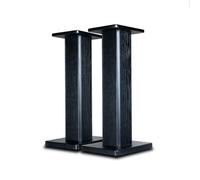 Soportes universales para altavoces de grano de madera, par de soportes de sonido de suelo de 50 cm con gestión de cables oculta, rellenos de arena para sistemas audiovisuales y domésticos