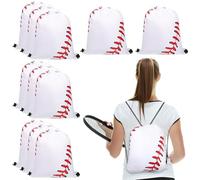 SOPOTUTU 12 Piezas Bolsa Deportiva con Cordón de Poliéster Unidades Mochila Ligera para Gimnasio Camping y Entrenamiento Diseño Béisbol Resistente para Exteriores