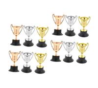 SOPOTUTU 12 piezas de Plástico para Mini Copas de Premio Plata y Decoración Realista para Fiesta Escolar Ceremonias y Competencias Reutilizable