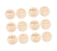 SOPOTUTU 12 piezas Tarjetas Madera Cumple Meses Doble Cara Grabado Discos Crecimiento Infantil Carteles Anuncio Recién Nacido Decoración Sesión Fotos Bebés