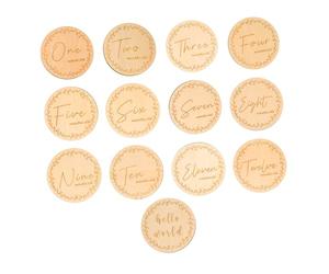 SOPOTUTU 13 piezas Tarjetas de Madera para Bebés de Carteles de Crecimiento Seguro Olor Regalo para Recién Nacidos y Fotografía de Primer Año