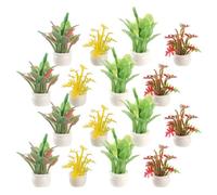 SOPOTUTU 16 Piezas Miniature Potted Plants Resin Simulation Mini Bonsai For Dollhouse Indoor Desk Decor