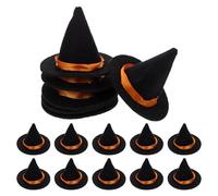 SOPOTUTU 16 piezas Sombreros Mini Bruja Halloween Negro Fieltro Decoración Botellas DIY Manualidades Fiesta