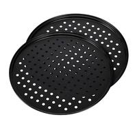 SOPOTUTU 2 Piezas Bandeja para Pizza Redonda al con de Antiadherente para Hornear Pizzas Caseras y Repostería Utensilios de Cocina Resistentes y Fáciles de Limpiar