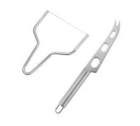 SOPOTUTU 2 Piezas Cortador y Cuchillo de Queso Inoxidable Kit con Mango Ergonómico para Cortar Lonchas y Mantequilla Herramienta de Cocina Resistente y Duradera para Hogar y Restaurante