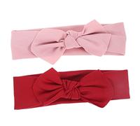 SOPOTUTU 2 piezas Diademas Elásticas para Bebés con Lazo Accesorio Infantil Suave para Niñas Diadema sin y Rojo para Recién Nacidos y Niñas Pequeñas