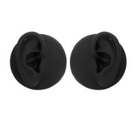 SOPOTUTU 2 Piezas Modelos de Oreja de Silicona Negra Izquierda y Derecha, Expositor de Pendientes y Modelo de Oído de Entrenamiento Realista, Accesorio Portátil para Práctica de Piercings y