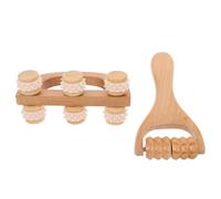 SOPOTUTU 2 Piezas Rodillo de Madera para Masaje Muscular Portátil Mini Masajeador Manual Ergónomico para Relajación Corporal y Alivio de Dolores Herramienta de Masaje para Cuerpo y Espalda